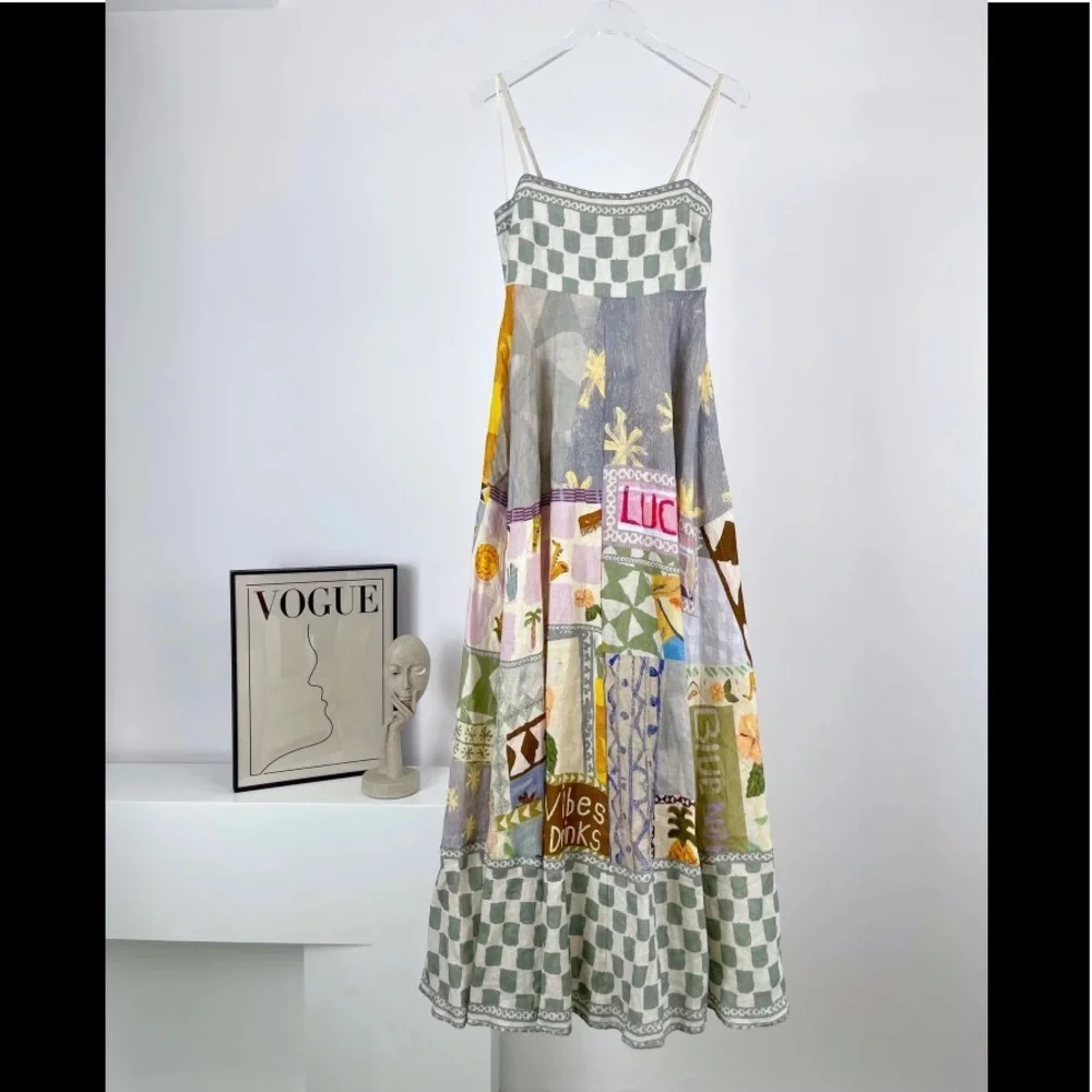 EmmaLee Runway Patchwork Maxi Sun Dress, Couture Lux Maxi Gown - Picture 11 of 16